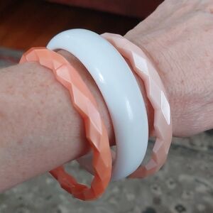 Acrylic Bangle Lot White Orange Peach